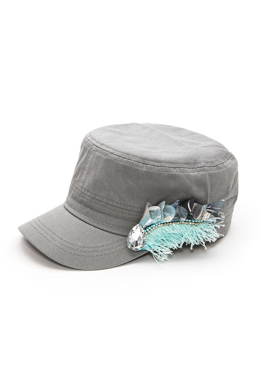 Crystal Lace Embellished Cadet Hat