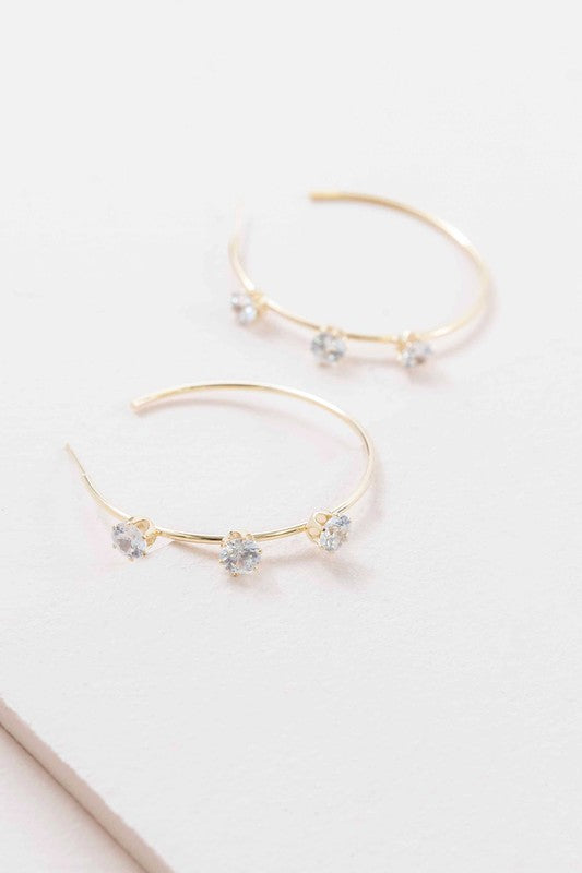 Diamond Studded Hoop Earrings