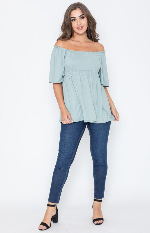 Solid Square Neck Babydoll Tunic