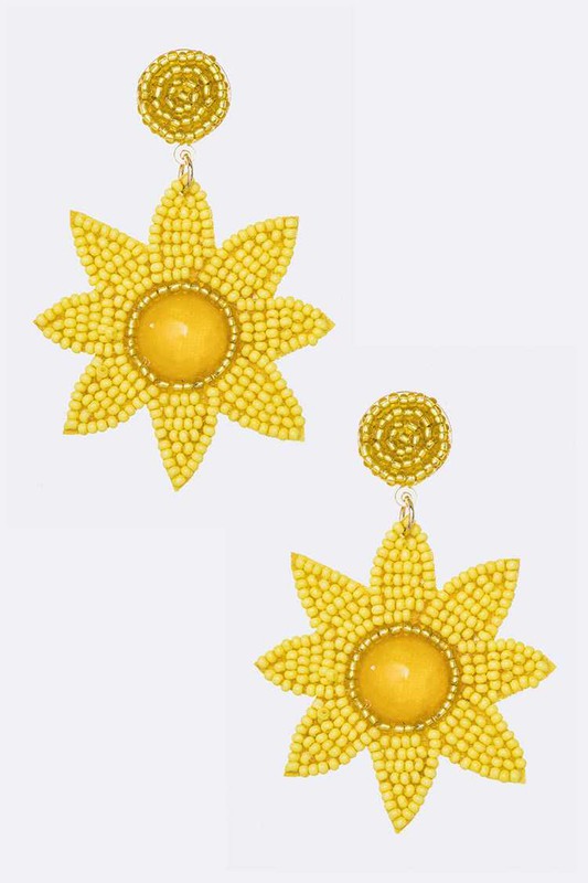 Sunflower Beaded Iconic Earrings