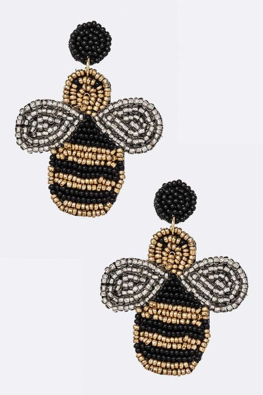 Bumble Bee Beaded Iconic Earrings