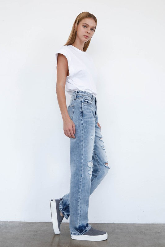 HIGH WAISTED LOOSE STRAIGHT JEANS