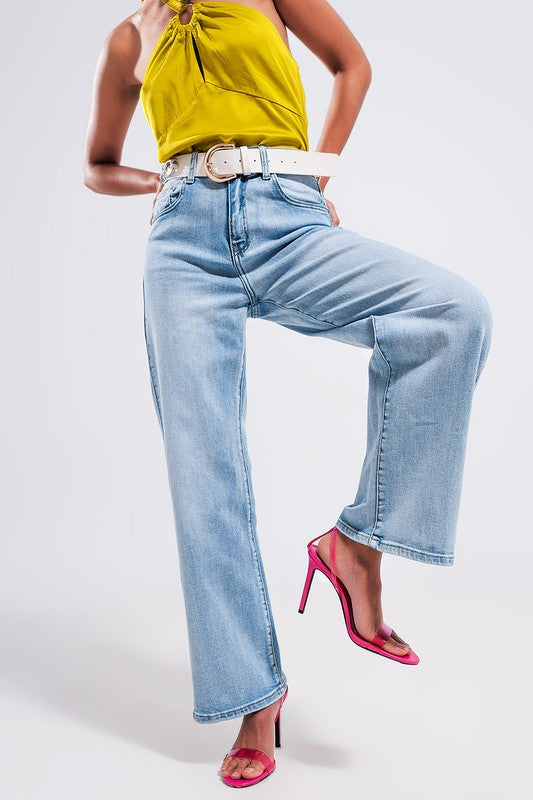 HIGH WIDE LEG JEANS IN LIGHT WASH
