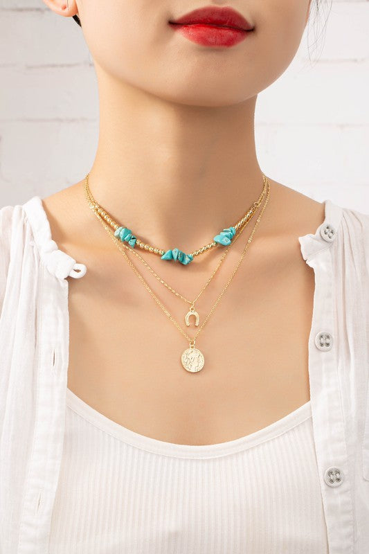 choker necklace with turquoise horseshoe and coin