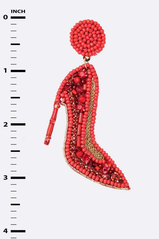 Seed Beading Red Heels Iconic Earrings