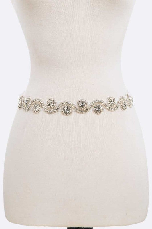 Rhinestone Sash Tie Belt