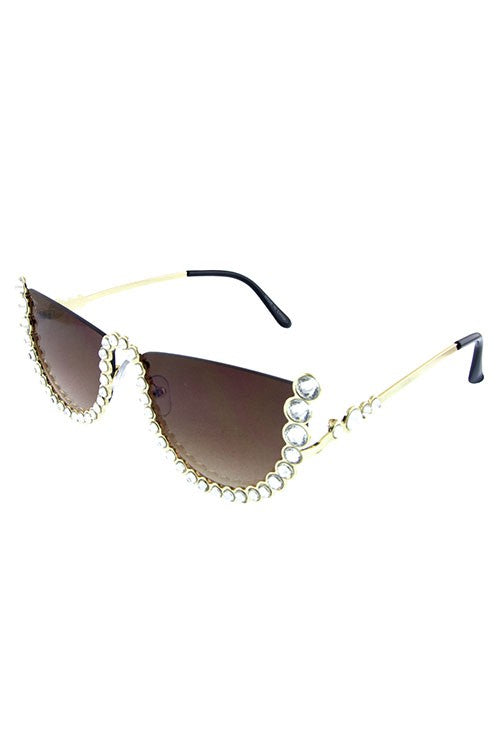 Womens cat eye rhinestone metal sunglasses