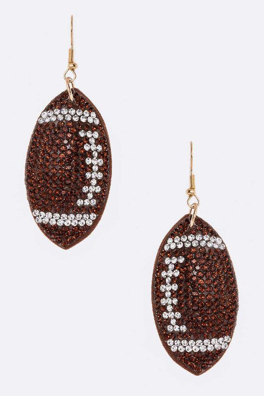 Rhinestone Football Pillow Earrings