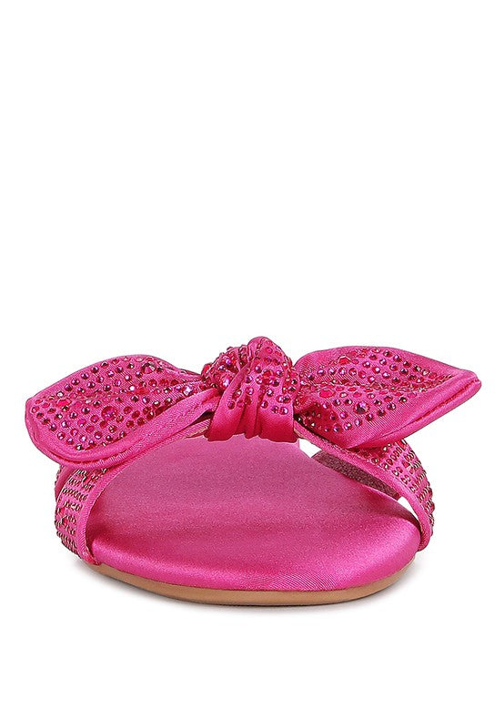 Fleurette Fushia Bow Flat Sandals