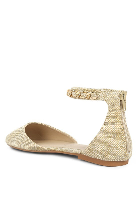 Buqisi Chain Embellished Flat Sandals
