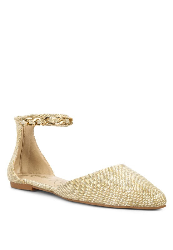 Buqisi Chain Embellished Flat Sandals