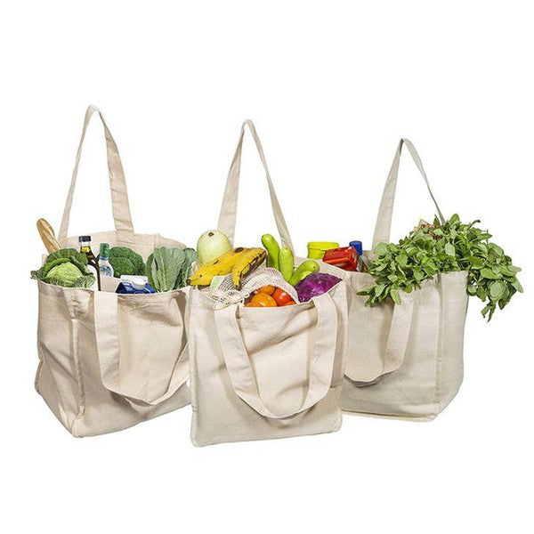 Reusable Organic Cotton Tote Mesh Bag w/6 Sleeves.