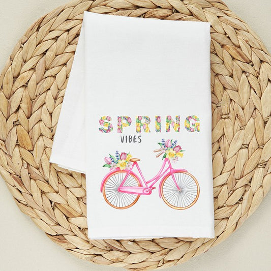 Spring Vibes Bicycle Tea Towel
