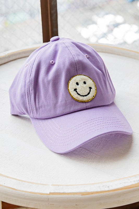 Baseball Cap with Smiley Face Patch