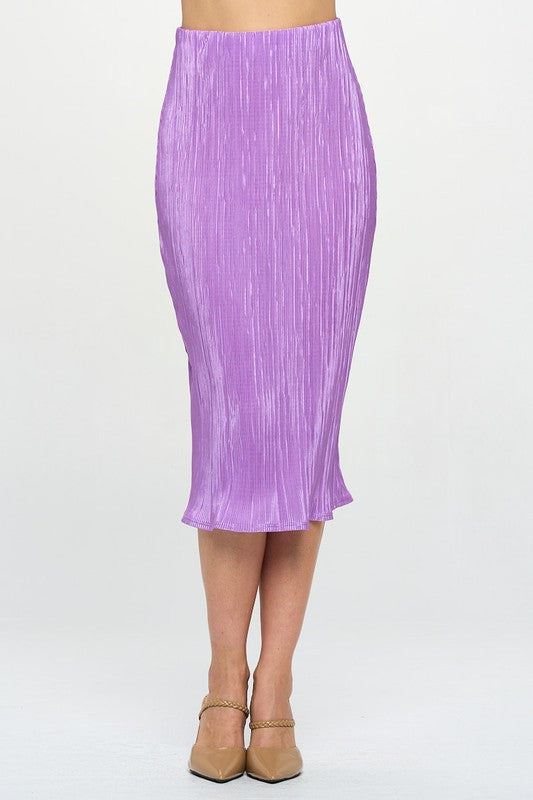 Made in USA Vibrant Plisse Midi Skirt