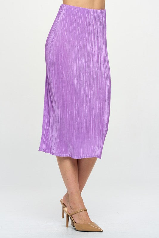 Made in USA Vibrant Plisse Midi Skirt