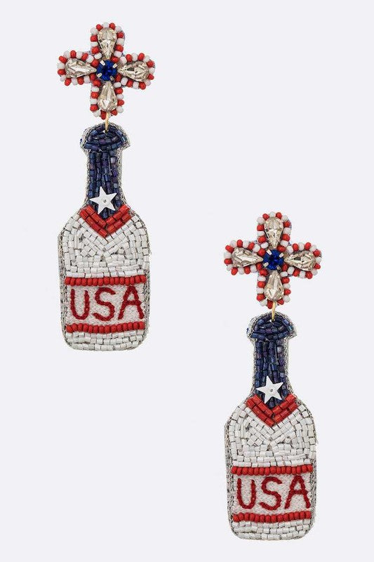 USA Bottle Iconic Beaded Earrings