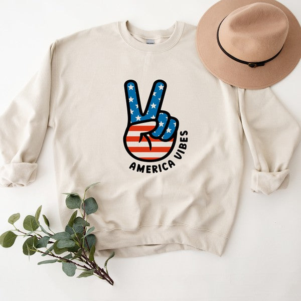 Peace Sign Flag Vibes Graphic Sweatshirt