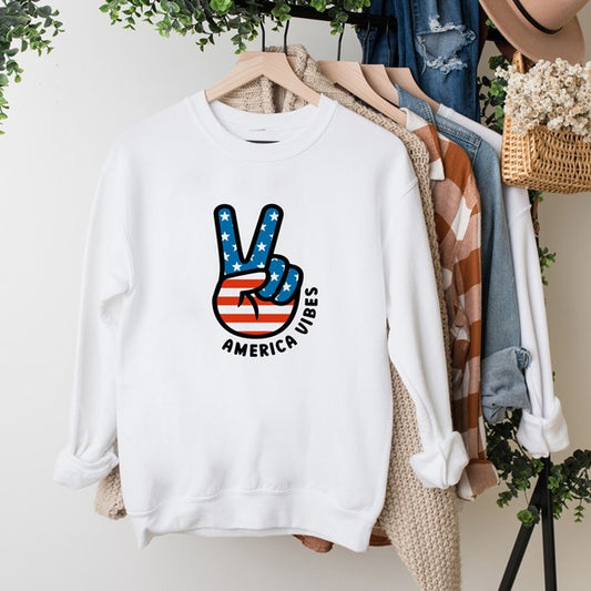 Peace Sign Flag Vibes Graphic Sweatshirt