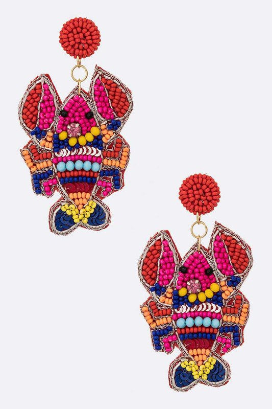 Mix Color Crawfish Beaded Earrings