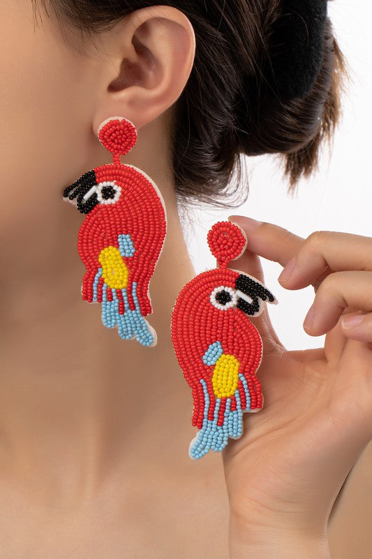 Love bird seed bead earrings