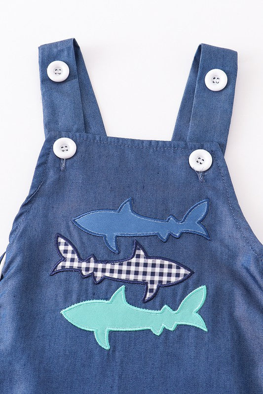 Blue shark applique denim boy jonjon