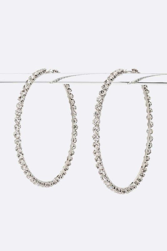 Oversize Rhinestone Jumbo Hoop Earrings