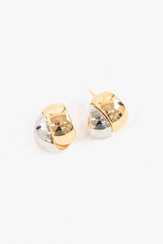 Two Tone Curved Earrings