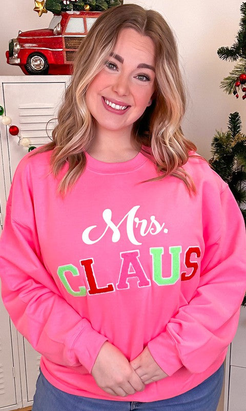 Soft Ideal Chenille Mrs. Claus Graphic Sweatshirt