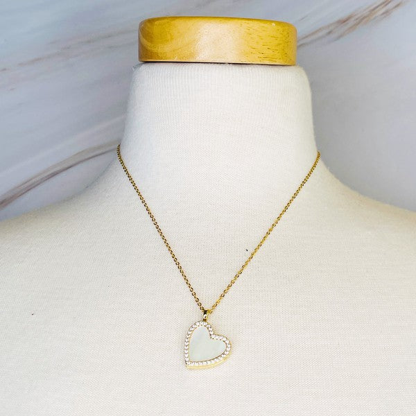 Shell Heart Locket Pendant Necklace