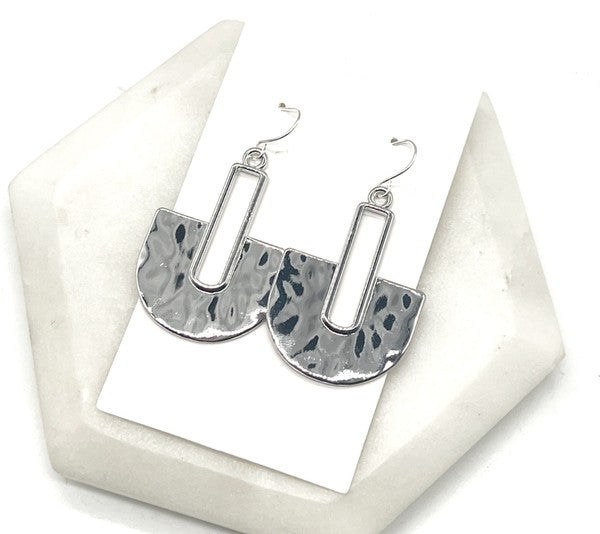 Silver Pendant Metal Statement Earrings