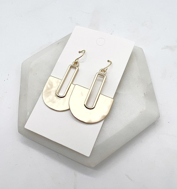 Gold Pendant Metal Statement Earrings