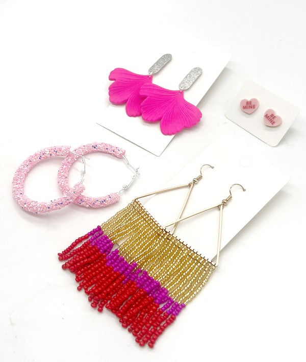 Hot Pink Ginkgo Leaf Acrylic Earrings Valentines