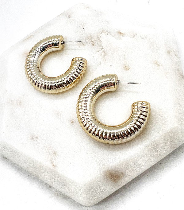 Gold Chrome Acrylic Hoop Earrings