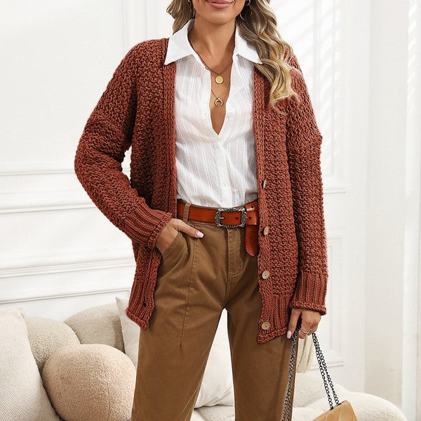 chunky cable knit oversize cardigan