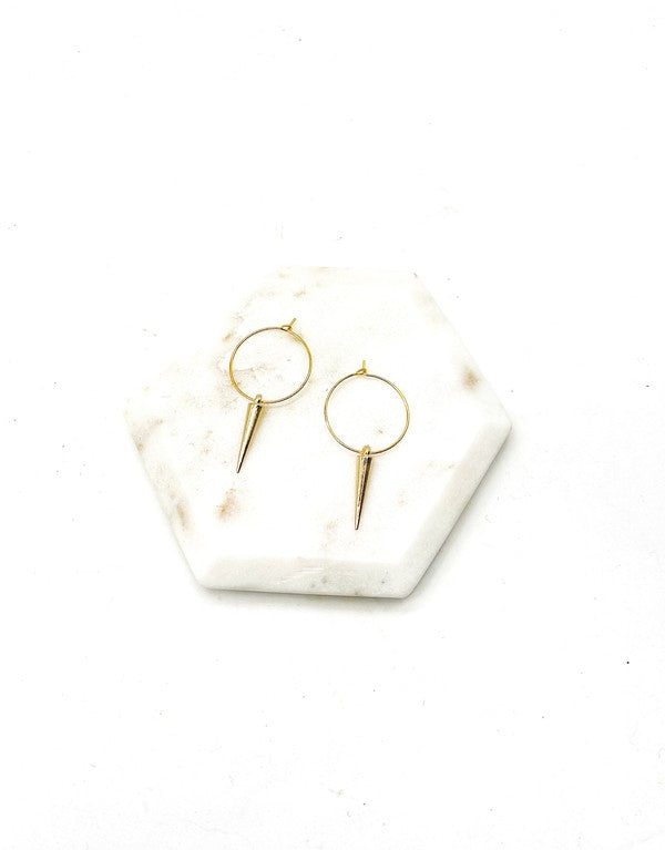 Gold Spike Hoop Metal Earrings