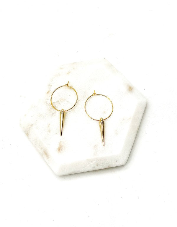 Gold Spike Hoop Metal Earrings