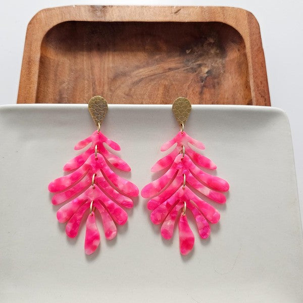 Palm Earrings - Hot Pink