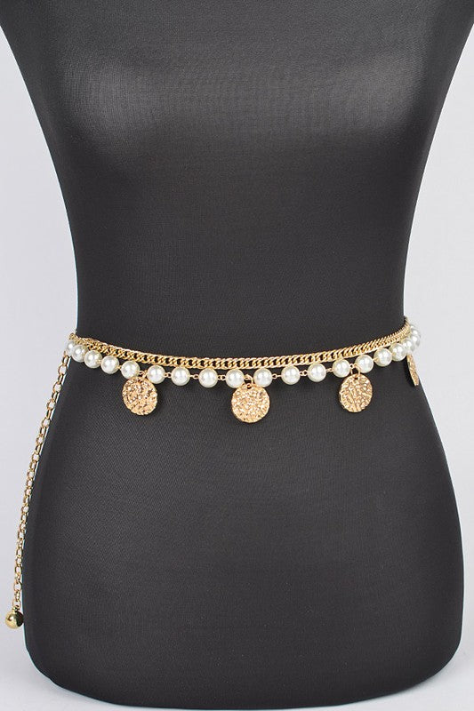 Fringe Disk Iconic Pearl Station Chain Belt