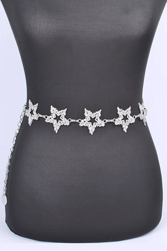 Rhinestone Star Iconic Chain Belt