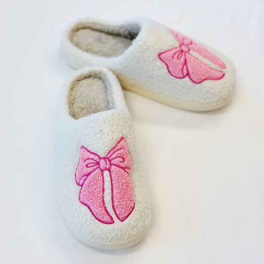 Pink Lounge Bow Cozy Slippers