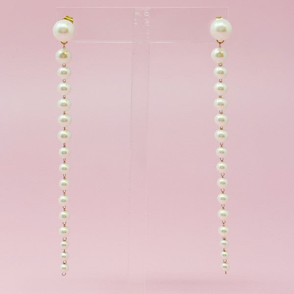 Gradiant Long Pearl Drop Earrings