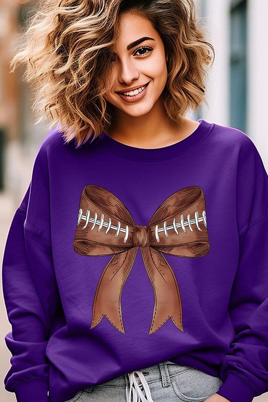 Coquette Football Bow Graphic Fleece Sweatshirts