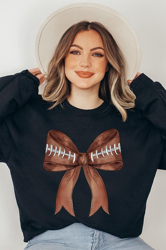 Coquette Football Bow Graphic Fleece Sweatshirts