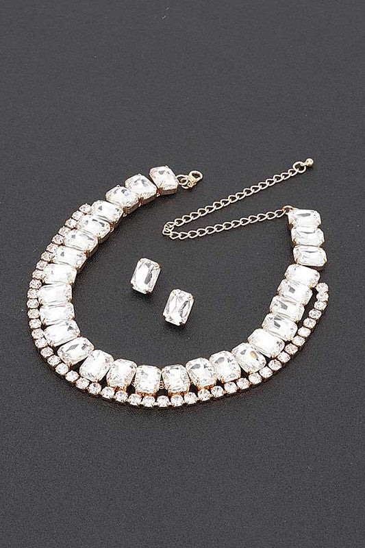 Crystal Layered Collar Necklace Set