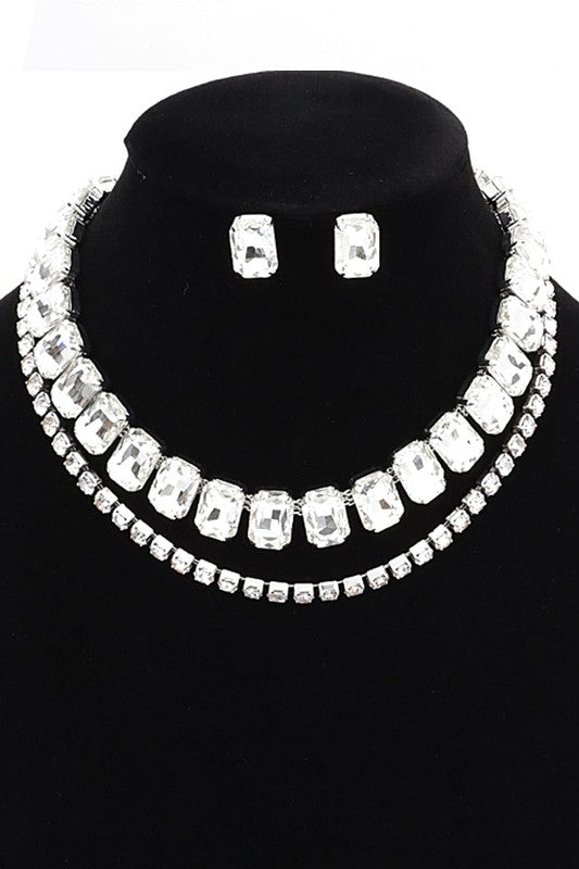 Crystal Layered Collar Necklace Set