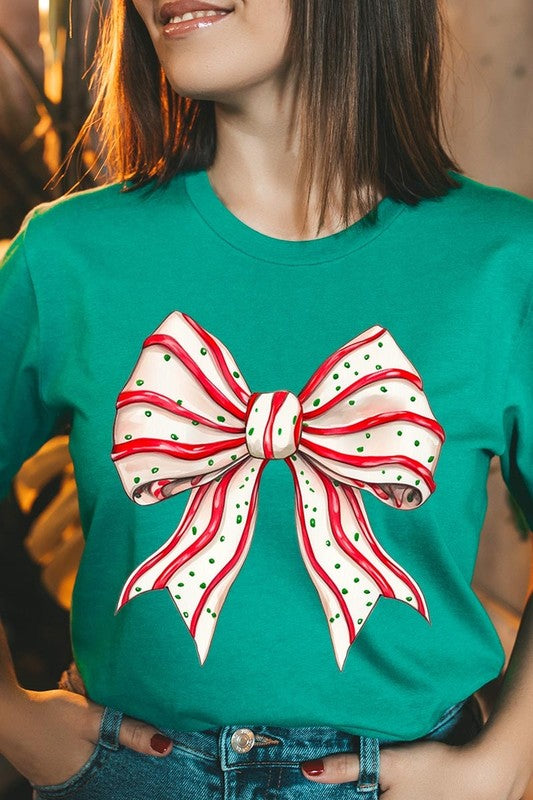 Christmas Tree Cake Bow Graphic Tee