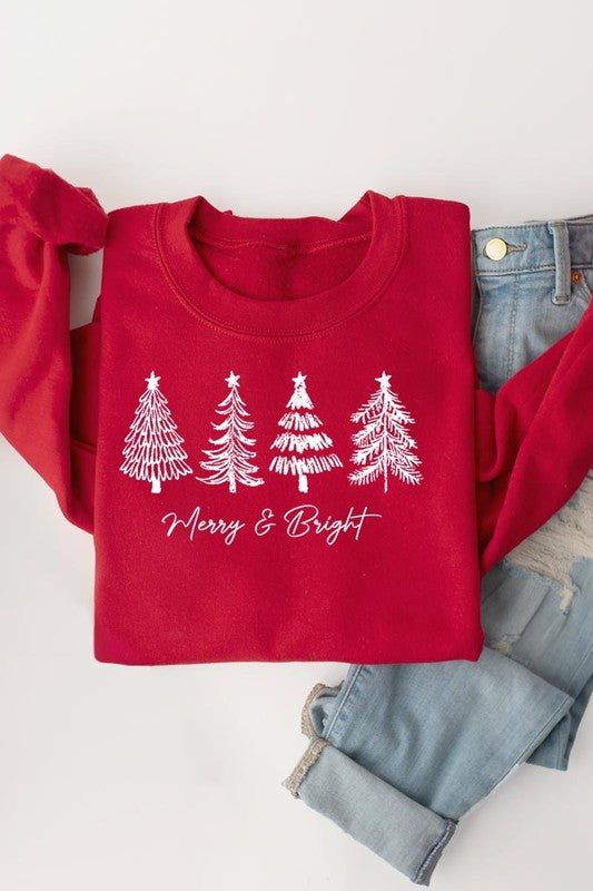 Merry & Bright Christmas Trees Sweatshirts