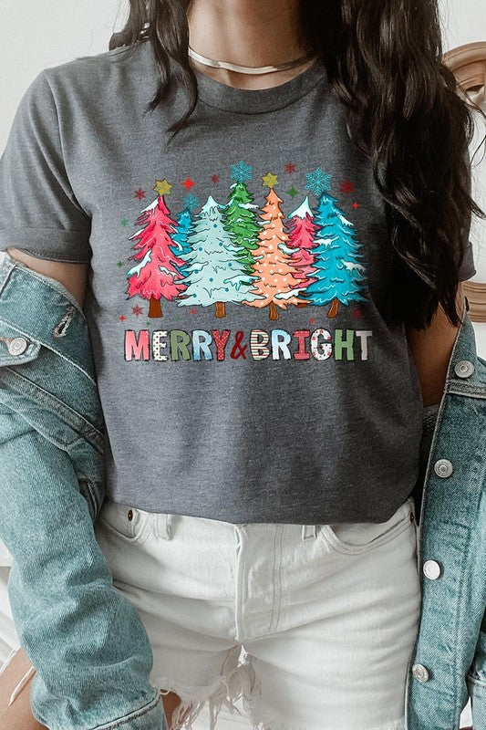 Colorful Christmas Trees Graphic Tee