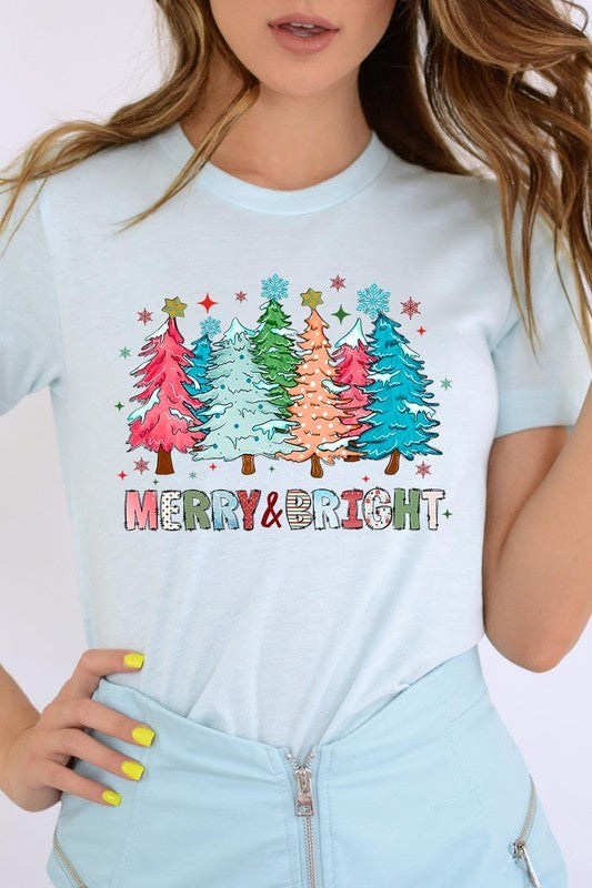 Colorful Christmas Trees Graphic Tee